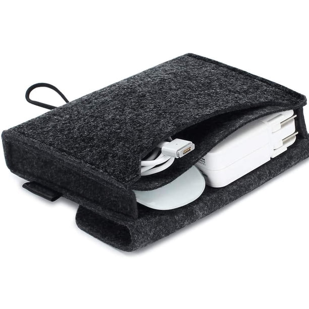Bolsa de fieltro portátil para guardar accesorios electrónicos, funda protectora para MacBook, adaptador de corriente, ratón, teléfono móvil, cables, SSD, HDD, batería externa y disco duro externo por