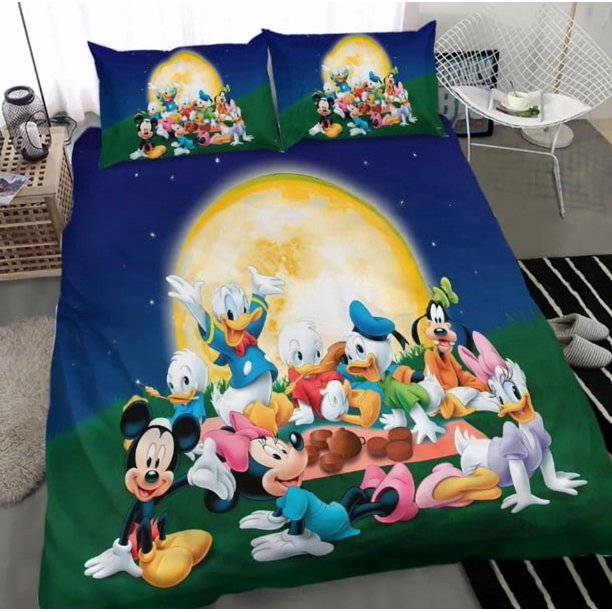 Mickey Mouse Bedding Set Soft Cover Set Bedroom Decor Gift3-Piece Bedding Set (1 Duvet Cover + 2 Pillow Shams)
