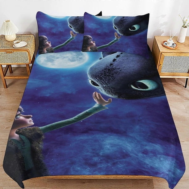 How To Train Your Dragon Bed Duvet Cover Microfiber Bedding Se3D Printed Lightweight3 Piece Comforter Se