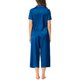 thumbnail image 3 of INSPIRE CHIC Conjunto de Pijama de Satén para Mujer Regreso a Clases Manga Corta Camisa Abotonada y Pantalones Capri con Cintura Elástica Ropa de Dormir Sedosa XXL Azul Oscuro, 3 of 6