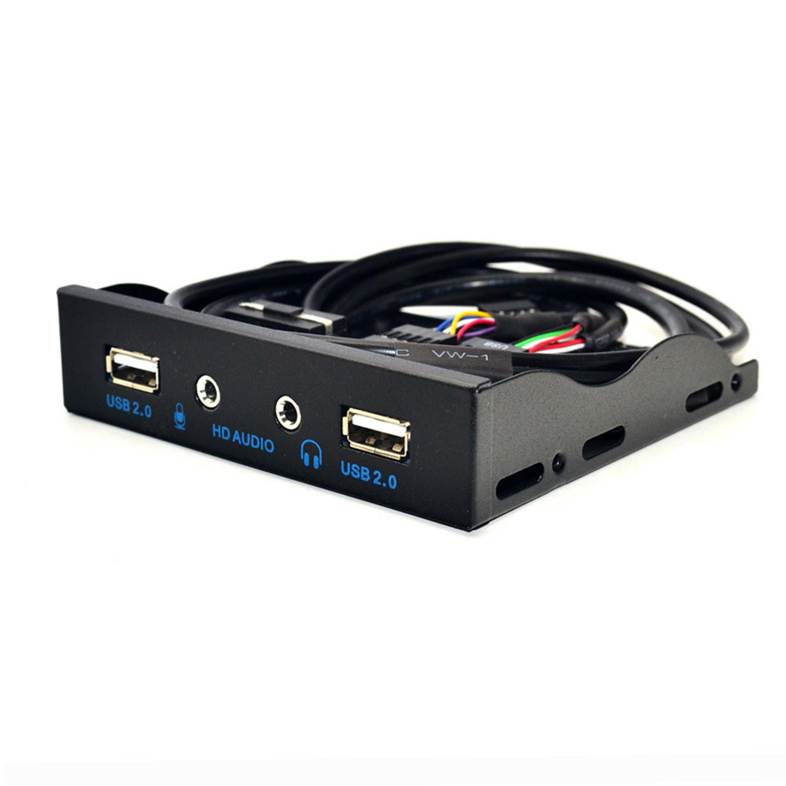 Magideal - Panel Frontal Divisor De Concentrador De 9 Pines A Usb 2,0 De 3,5 Pulgadas Para Escritorios/con Cable De Audio/interfaz De Micrófono Para Adaptador De Negro