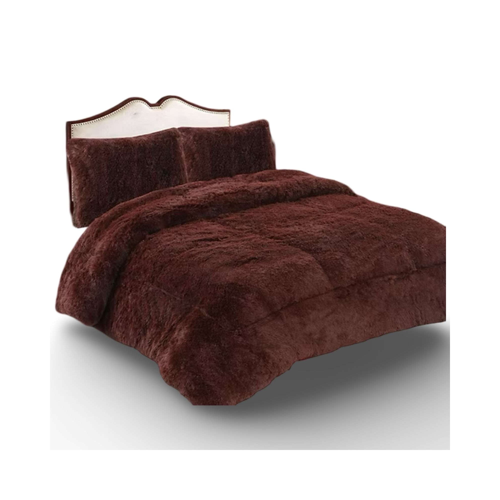 Gran Sol - Plumón Cubrecama Chiporro Peludo Grueso Plaza Y Media Café