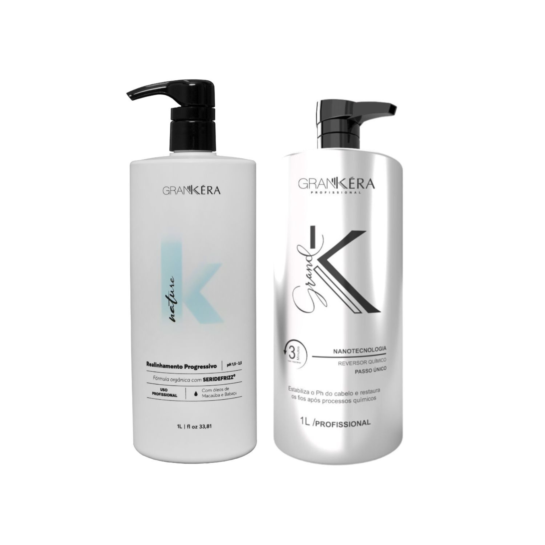 Set Alisado Nature K 1 Lt + Reversor Químico Grand K Grankéra Profissional 1 Lt