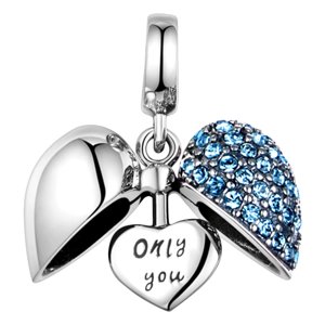 Ioensy - Dangle Pendant Charms Beads S925 Heart Diy Jewelry Regalos Para Papá Mamá Azul
