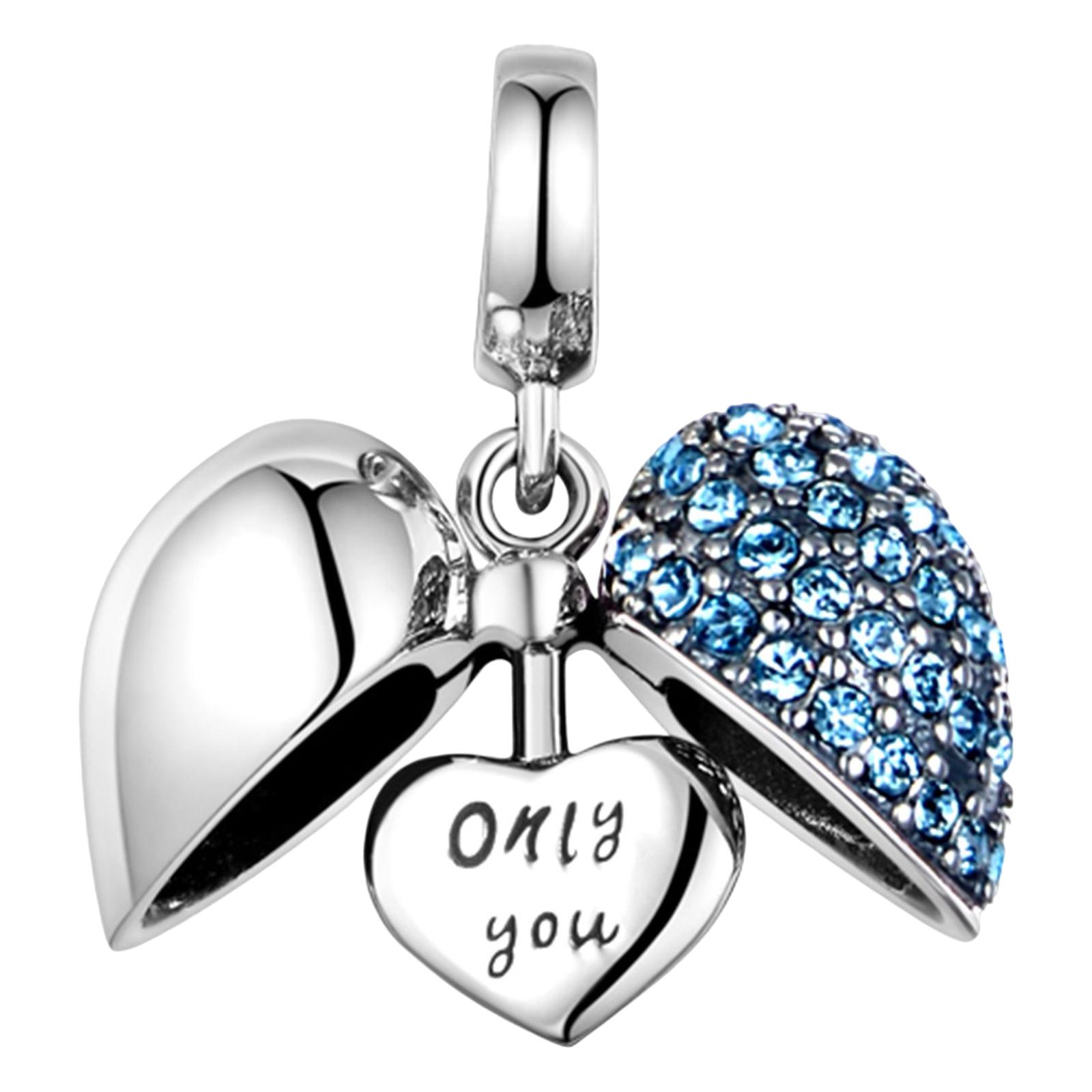 Ioensy - Dangle Pendant Charms Beads S925 Heart Diy Jewelry Regalos Para Papá Mamá Azul