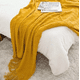 thumbnail image 3 of Manta decorativa tejida para sillón, piecera o cama color amarillo, 3 of 3