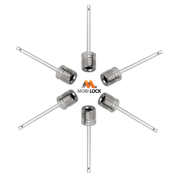 Mobi Lock Juego de 6 Agujas de Inflado para Bomba de Pelotas - Acero Inoxidable - Pelotas Deportivas