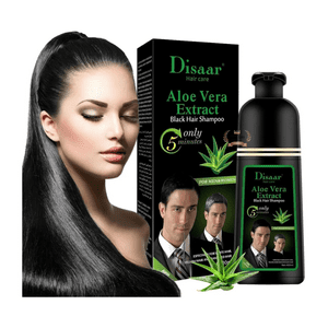 Disaar - Shampoo Tinte Negro Aloe Vera Cubre Canas Suaviza Repara