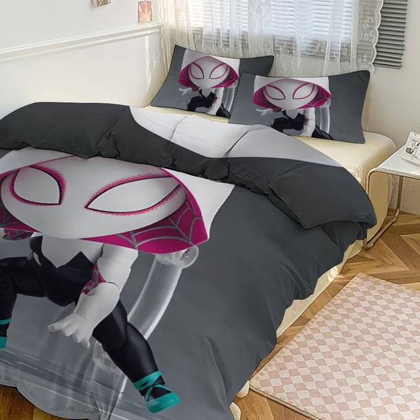 Spidey & His Amazing Friends Ghost Spider Gwen 3 Piece Bed Set - Bedding Includes Comforter & Pillow Shams -Kids Bedding Bed Sheets