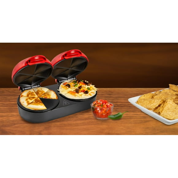 Máquina para hacer quesadillas Nostalgia Taco Tuesday, doble, roja, 13 cm