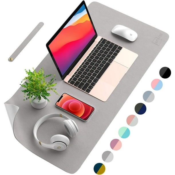 Protector de escritorio de piel sintética de doble cara, alfombrilla grande para ratón, tapete de escritura, impermeable, organizador para escritorio, oficina, hogar, mesa, decoración de juegos (rosa/