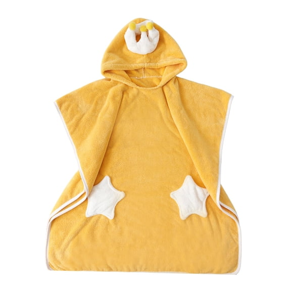 Albornoz Con Capucha Para Bebé Envoltura De Bebé Para Baño Piscina Playa Ducha Elegante Amarillo Talla S