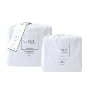Le Nuit - 2 Sets Sábanas 2 Plazas 100% Algodón 200 Hilos Essentials Liso Blanco
