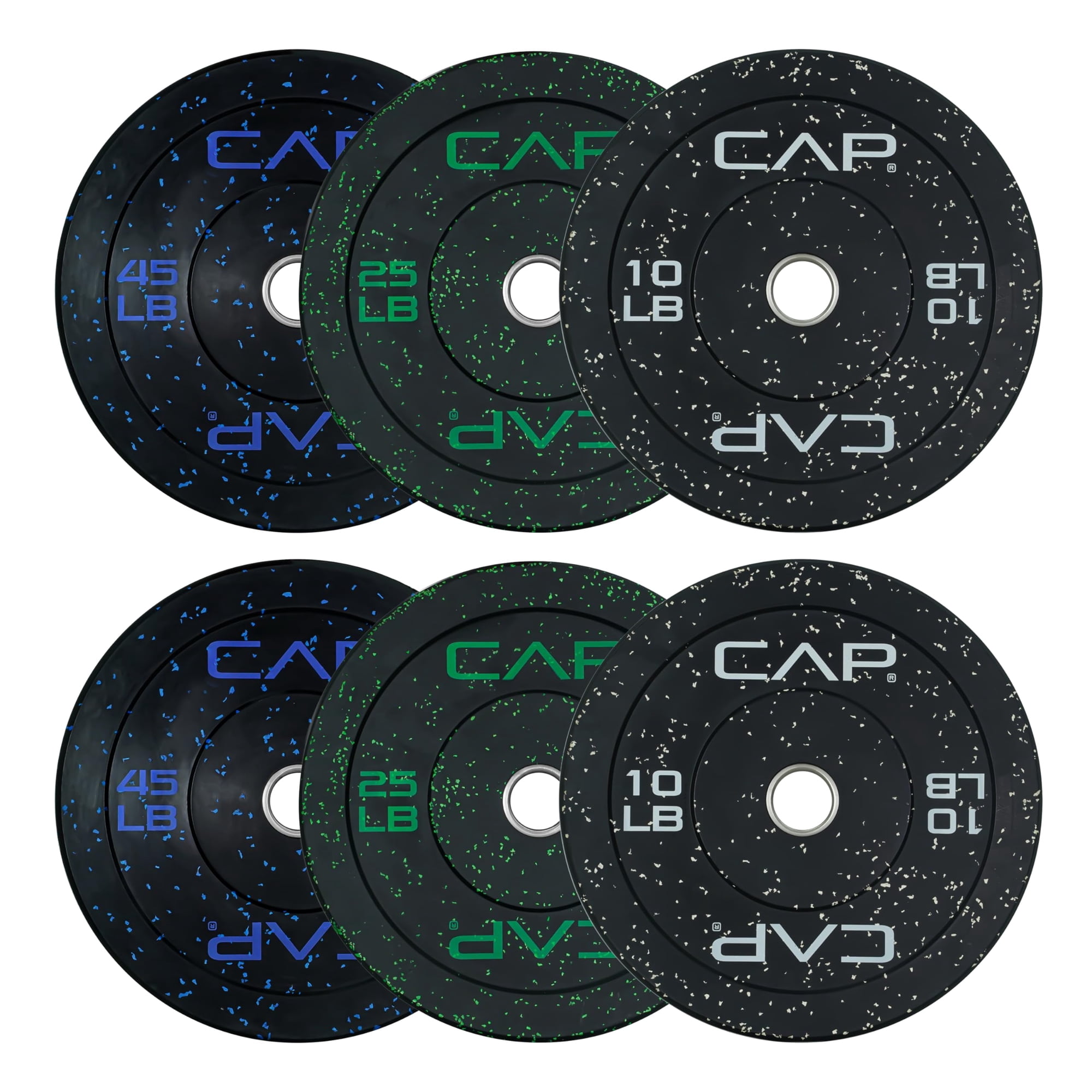 Juego De Paragolpes Olímpicos Cap Barbell Economy, 160 Libras, Negro