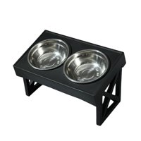 Ioensy - Juego De Tazones De Agua Y Comida Comedero De Alimentos Para Mascotas Tazón Elevado Soporte Tazón De Acero Inoxidable