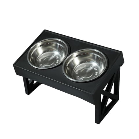 Ioensy - Juego De Tazones De Agua Y Comida Comedero De Alimentos Para Mascotas Tazón Elevado Soporte Tazón De Acero Inoxidable