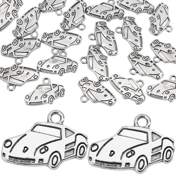 Charms KH866 Auto Deportivo Plateado Antiguo 20 piezas 2x1.4 cm