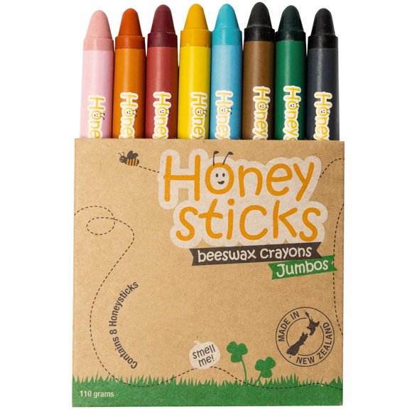 Crayons Honeysticks Jumbo, cera de abeja 100% pura, 8 colores brillantes