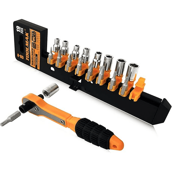 Set Kit Juego Dados Y Puntas Cuadrante 1/4 19 Piezas Toolmak