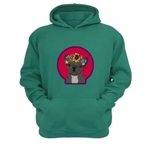 Genérico - Polerón Canguro Pug Corona Verde Aguamarina Talla Xl Unisex