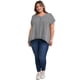 thumbnail image 2 of GRACE & GRANDEUR Blusas de Mujer Tallas Grandes con Rayas Verticales Cuello en V Manga Corta Hombro Caído Talla 2X Negro, 2 of 7