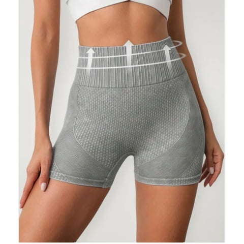 Likeshop - Calza Short Deportivo Mujer Push Up Frunce Tiro Alto Gym 005