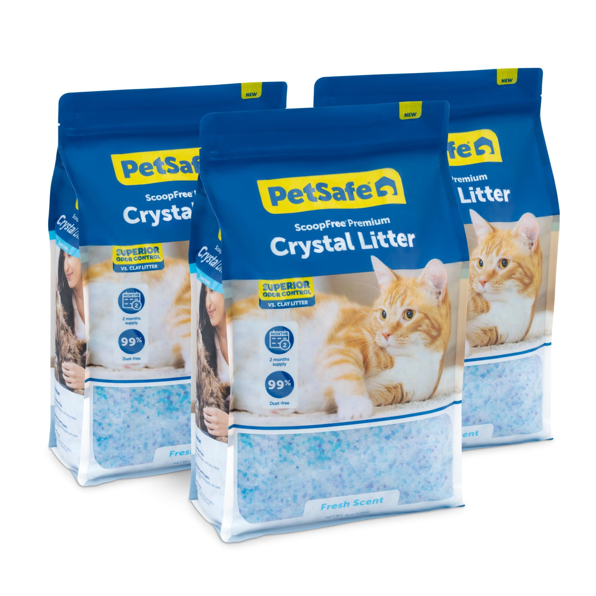 Arena Para Gatos Petsafe, Sin Cuchara, Cristal De Primera Calidad, 3 X 3,6 Kg