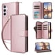 thumbnail image 1 of Funda Cartera con Cremallera y Correa para Samsung Galaxy A35 5G Soporte y Tarjetero Oro rosa, 1 of 6