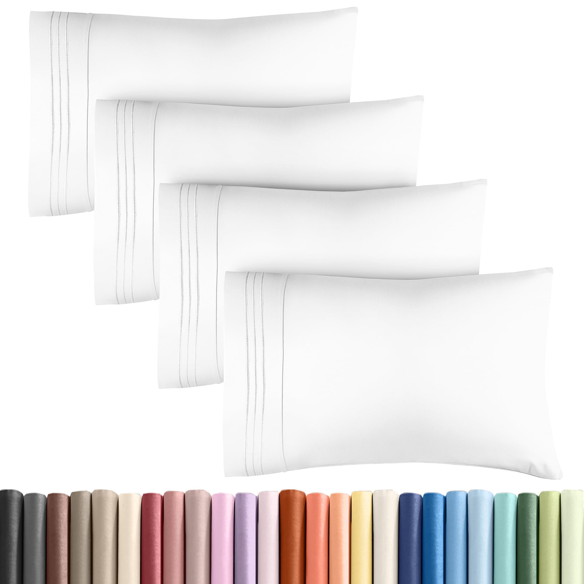 Juego De Fundas De Almohada Cgk Unlimited Tamaño Queen, Color Blanco X4