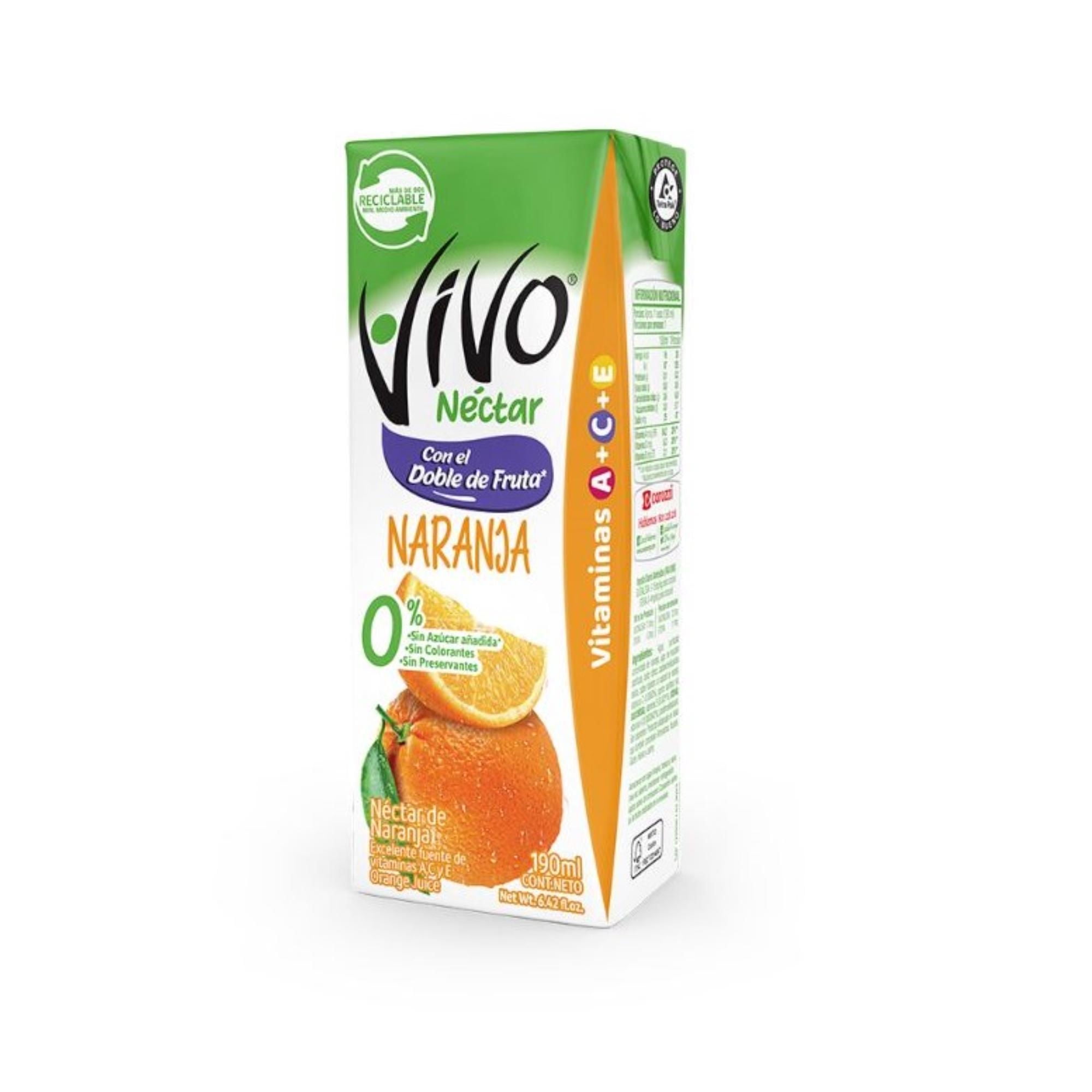 Jugo Colación Sabor Naranja Caja 190 ml Vivo