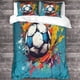 thumbnail image 3 of Juego de ropa de cama infantil con estampado de fútbol, funda nórdica para juego de 3 piezas con estampado de balón impreso en 3D, funda de edredón suave y transpirable con cierre de cremall, 3 of 3