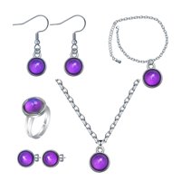 Magideal - Conjunto De Joyas Con Collar Que Cambia De Color Según El Estado De Ánimo, Único, Redondo, Encantador, A La Moda, Con Colgante Que Cambia De Color Par