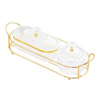 Magideal - Plato Para Servir Refrigerios De Frutas Secas Tarro De Galletas Con Tapa Plato Para Refrigerios Tazón Decorativo Para Dulces Bandeja Para Servir Aperi Borrar S