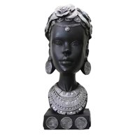Magideal - Estatua De Cabeza De Mujer Africana Novedosa, Adorno Elegante De Resina, Escultura De Arte De Busto Femenino Coleccionable Para Escritorio, Dormitorio Plata