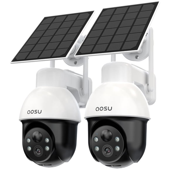 Sistema de cámaras de seguridad solar AOSU 3K/5MP inalámbrico, paquete de 2