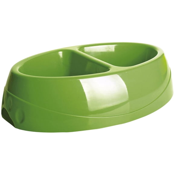 Plato Plastico Doble Para Mascotas Verde 1 Lt Pets And Fr.