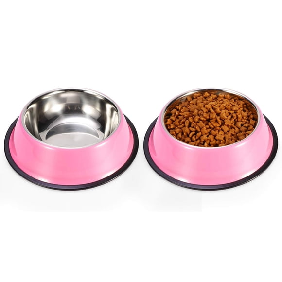Pack de 2 cuencos para perro Podinor de acero inoxidable antideslizante