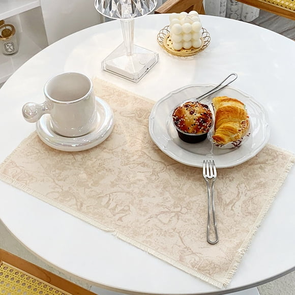 XmhyTop Juego de 4 Manteletes Individuales Texturizados Clásicos, Resistentes a Manchas, Ideal para Barbacoas y Mesas de Comedor, Estilo B, 43*29cm, Beige