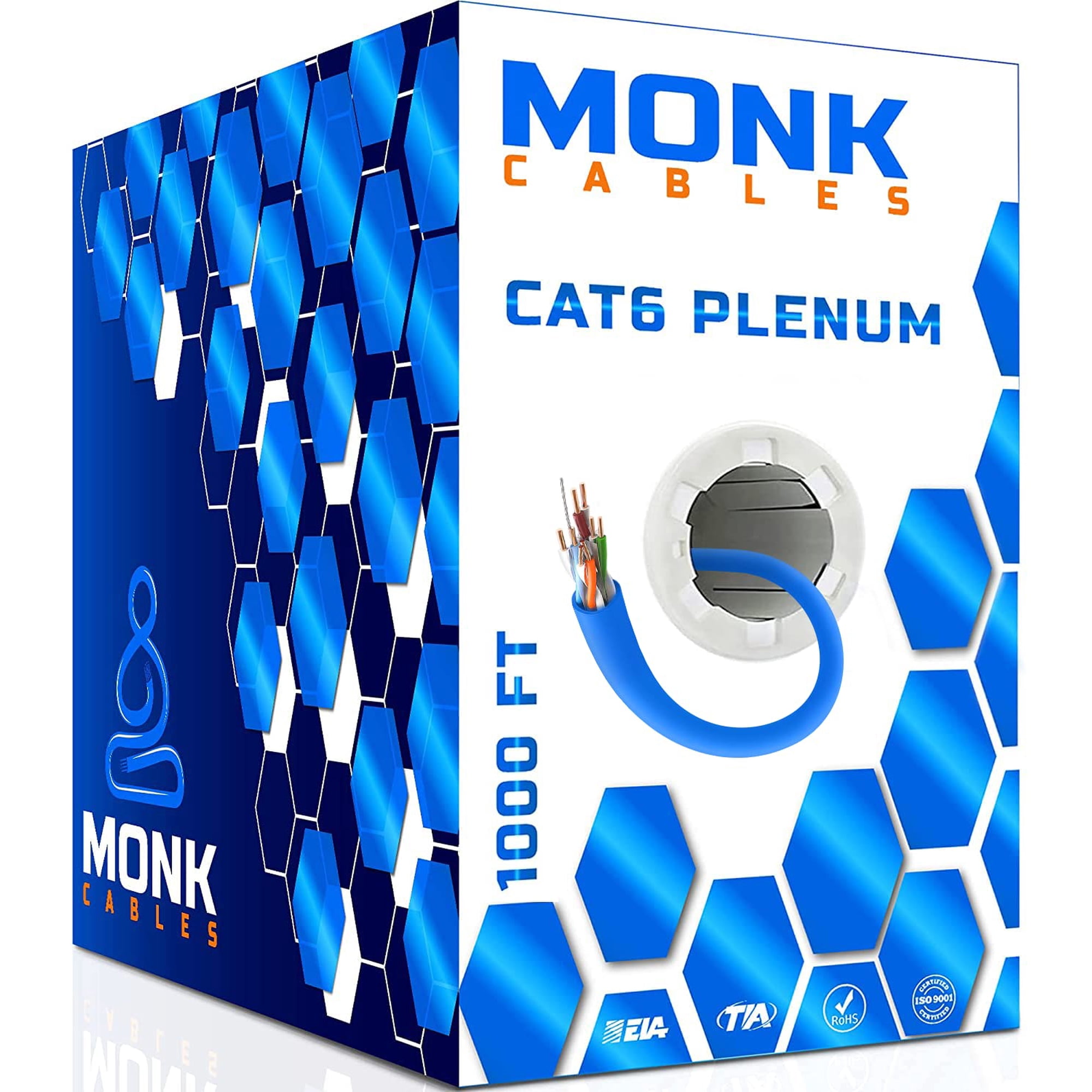 Monk Cables - Plenum Cable Cat6 1000 Pies Utp 23 Awg 550 Mhz Azul