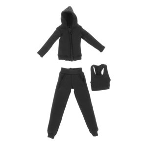 Bothyi - 3X 1/12 Scale Hoodie Pants And Vest Costume Para Figuras De Acción Femeninas De 6 Pulgadas Negro