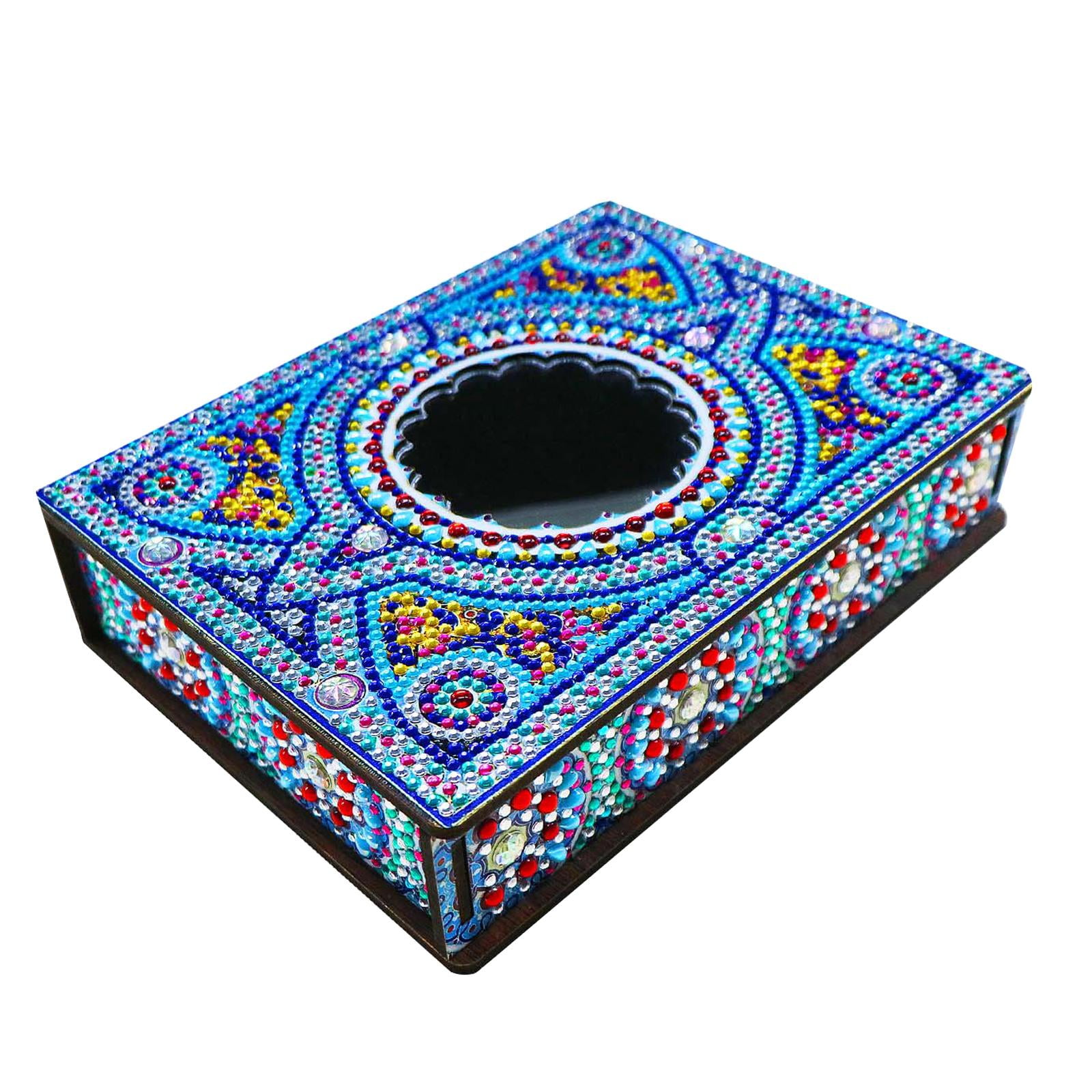Magideal - Caja De Pintura De Diamantes Organizador De Joyas Caja De Almacenamiento Decoración De Escritorio Mosaico Artesanal De Madera Adecuado Para Regalar Decoración Del Hogar Almacenamiento Estilod