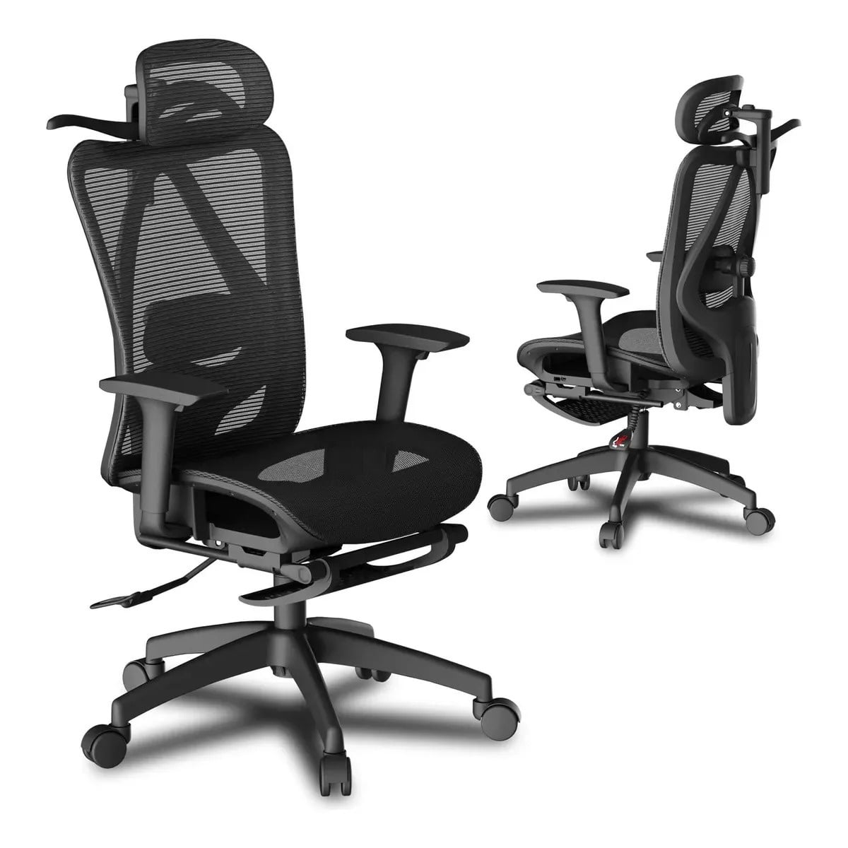Genérica - Silla De Oficina Ultra Ergonómica De Malla Con Altura Ajustable, Soporte Lumbar Y Reposapiés. Silla Ejecutiva Reclinable Con Cabecera. Silla De Trabajo Con Descansabrazos Ajustables.
