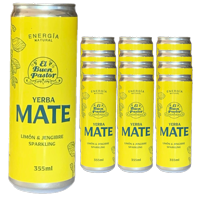 Pack X 12 Uni Bebida Energizante Natural Yerba Mate Limón & Jengibre El Buen Pastor 355Ml