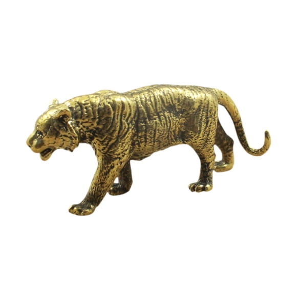 Estatua De Tigre De Latón Decorativa, Mini Escultura De Tigre Para Estantería, Escritorio De Coche