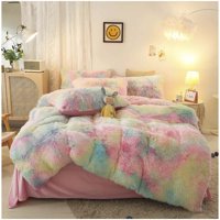 Genérico - Cubrecama Peludo Con Chiporro Multicolor 2 Plazas