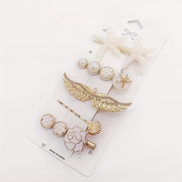 Gorgeous Feather Faux Pearls Rhinestone Hair Clips - Perfect Elegant Hair Accessories for Women & Girls!