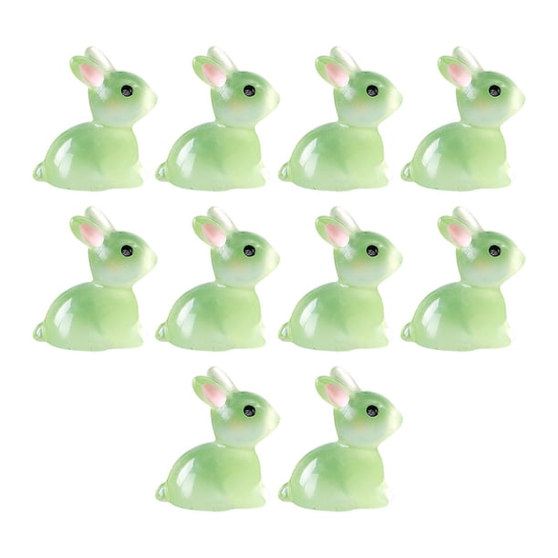 Figuritas de conejo luminosas estatua modelo escultura esculturas de jardín Micro adornos de paisaje figuritas en miniatura para balcón escritorio Verde