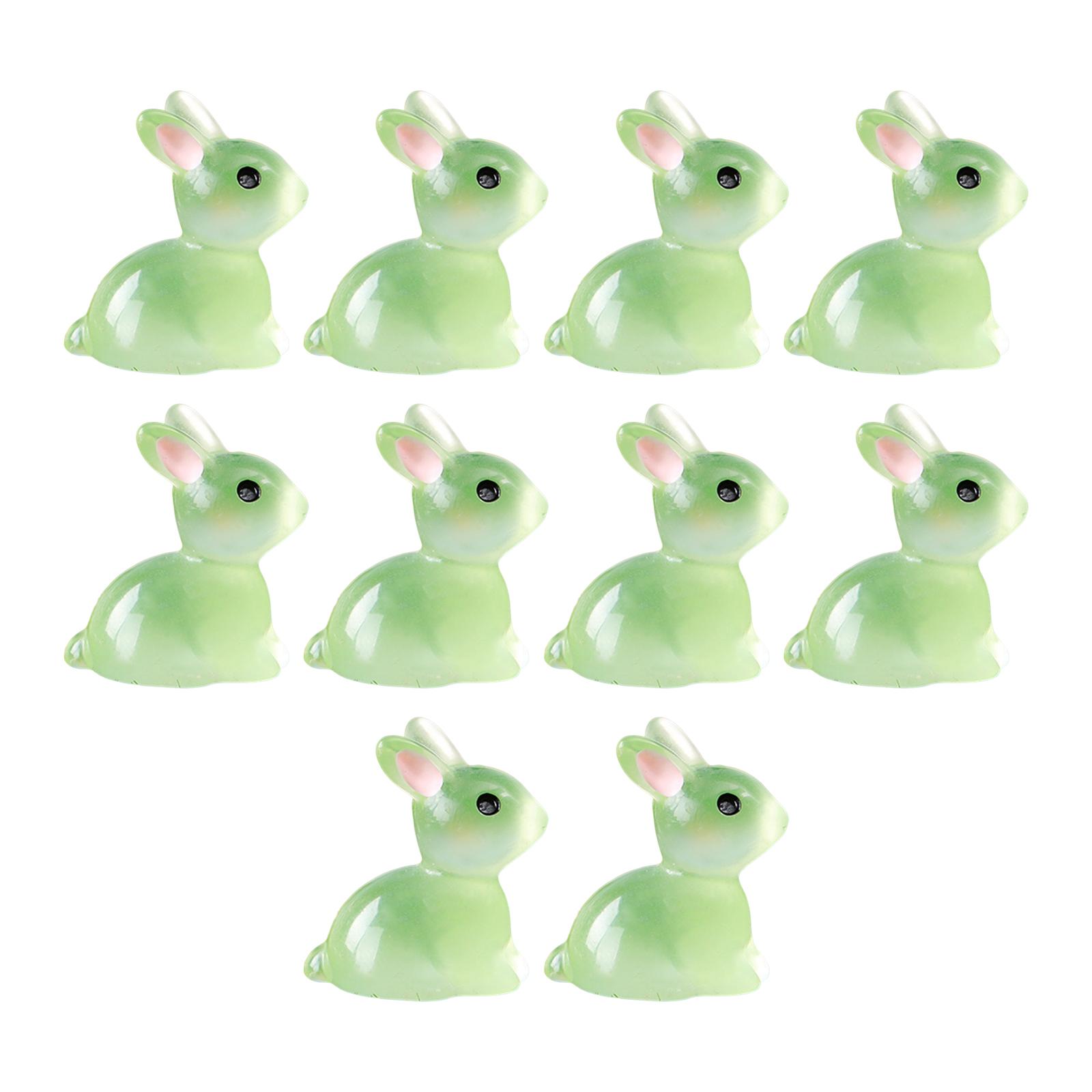 Magideal - Figuritas De Conejo Luminosas Estatua Modelo Escultura Esculturas De Jardín Micro Adornos De Paisaje Figuritas En Miniatura Para Balcón Escritorio Verde