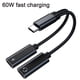 thumbnail image 2 of Divisor USB C, adaptador dual USB C para auriculares y cargador con carga rápida PD de 60 W, aleación de aluminio, 2 of 5