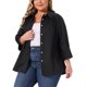 thumbnail image 4 of Agnes Orinda Camisas de Botones con Cuello y Pliegues de Manga 3/4 para Mujer de Talla Grande para Escuela y Universidad Blusas Sólidas de Negocios 4X Negro, 4 of 6